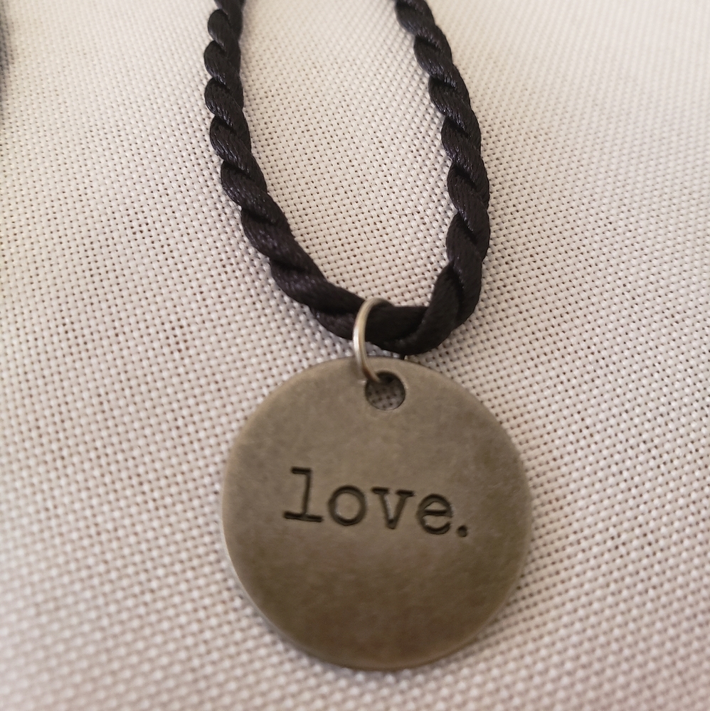 'Love' stainless steel charm necklace 18"